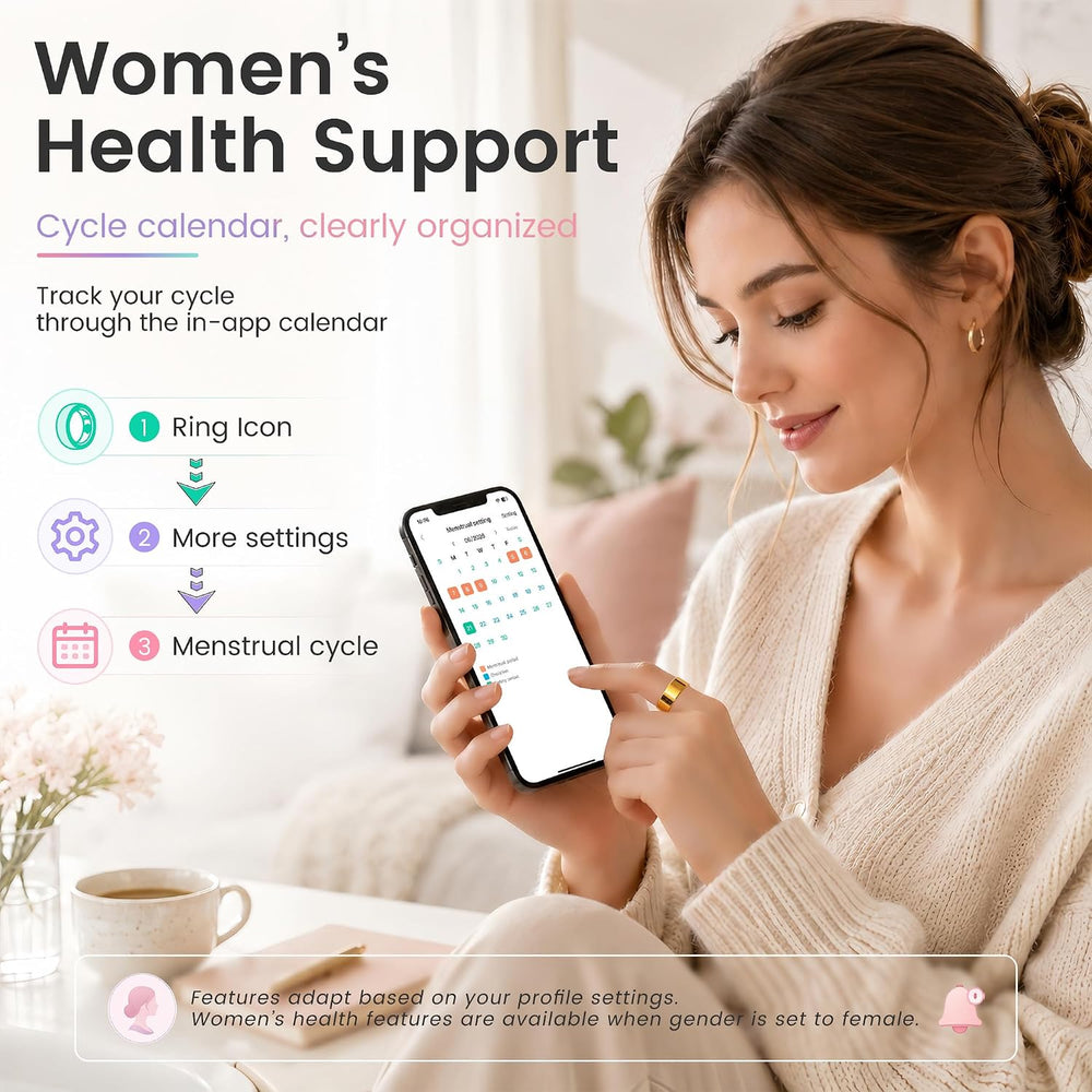 Smart Ring for Women & Men, Sleep and Fitness Tracker (Gold, 7)