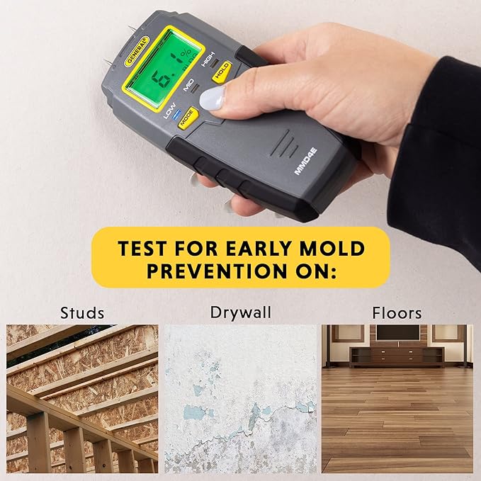 General Tools MMD4E Digital Moisture Meter, Water Leak Detector, Moisture Tester