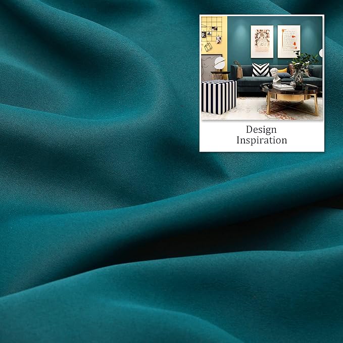 DUALIFE 120 Inch Length Teal Curtains 2 Panels Set Grommet Curtain Drapes
