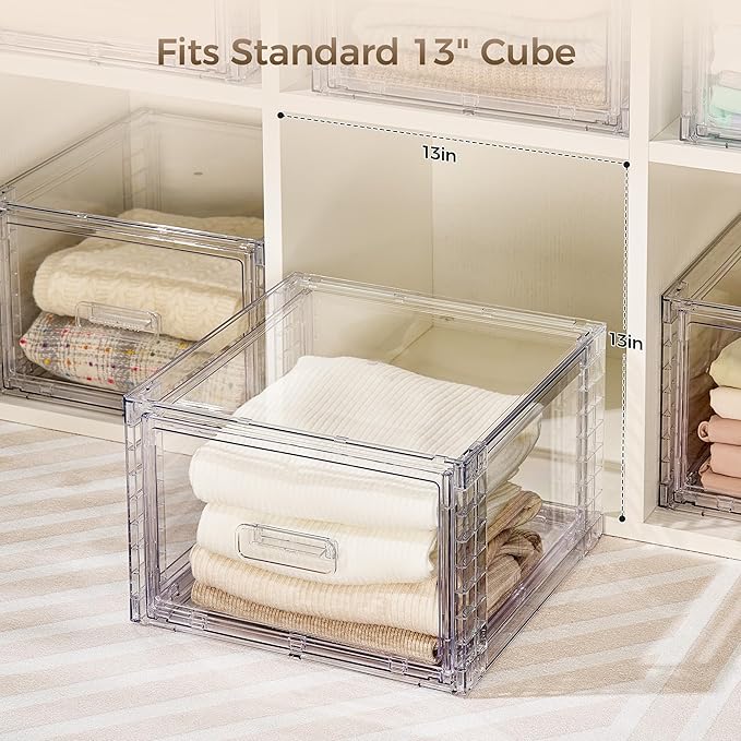 Vtopmart 4 Pack 18QT Clear Stackable Storage Drawers, Easily Assemble Closet