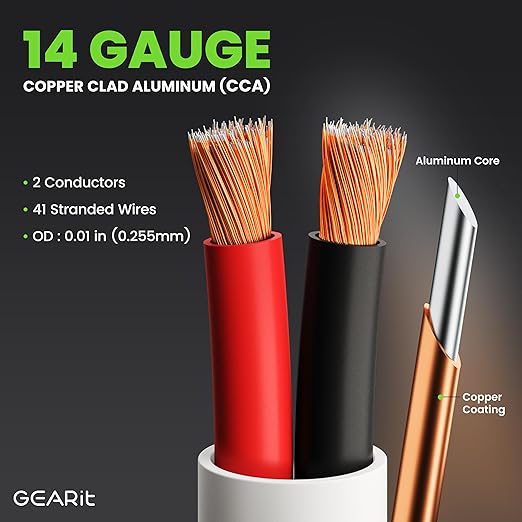 GearIT 14/2 Speaker Wire 14 Gauge