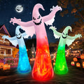 12FT Giant Halloween Inflatables Ghost with 3-Colored Flame Rotation Light