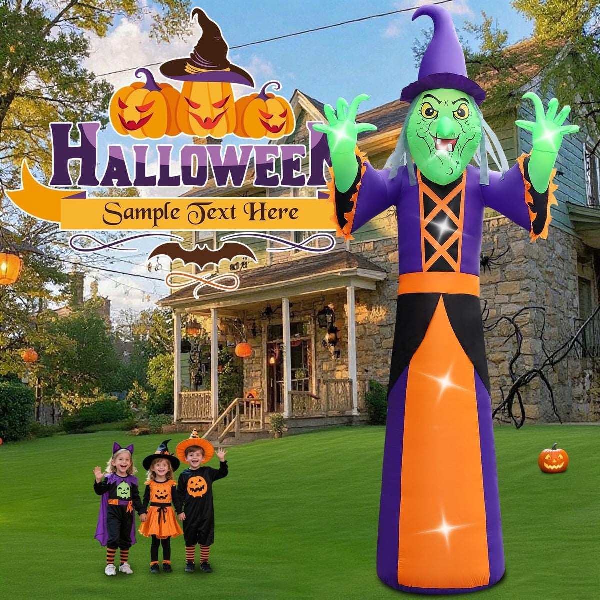 20FT Extra Large Outdoor Halloween Inflatables Decorations Witch Blow up
