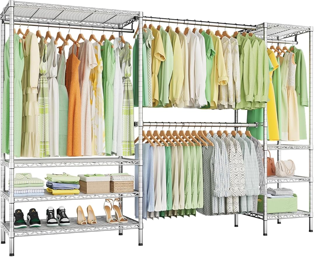 Ulif E11 Heavy-Duty Garment Rack, Metal Freestanding Clothes Rack and Closet