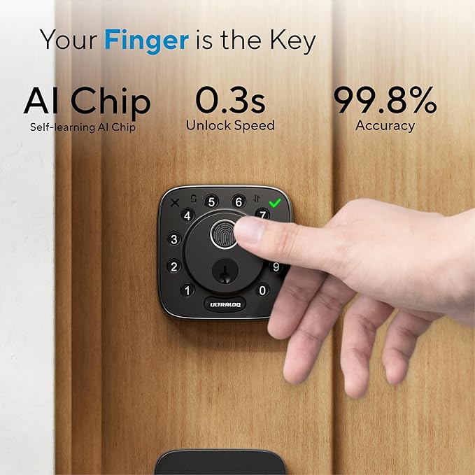 ULTRALOQ 2026 Upgrade Bolt Fingerprint Smart Lock in Black, Biometric Deadbolt
