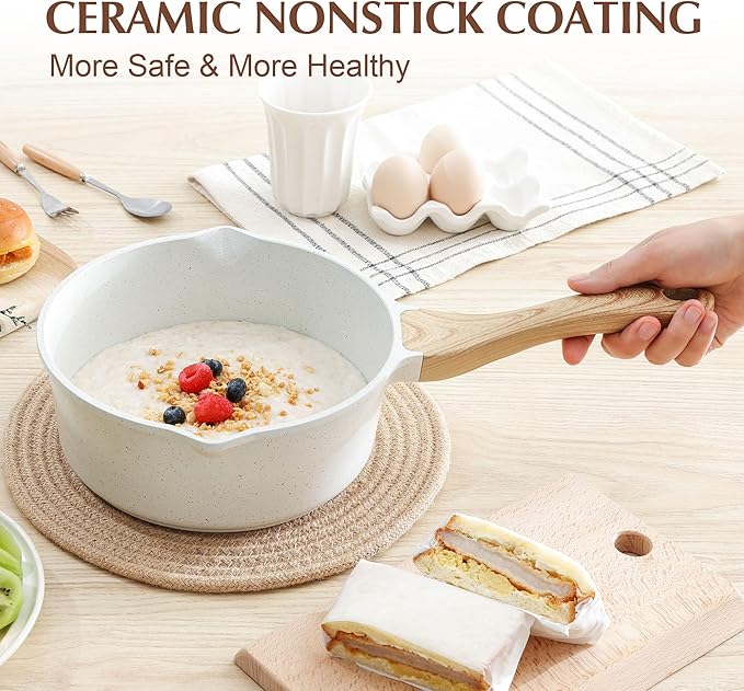 SENSARTE White Ceramic Nonstick Saucepan