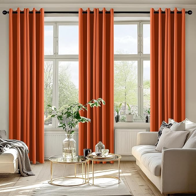 MIULEE Orange Blackout Curtains