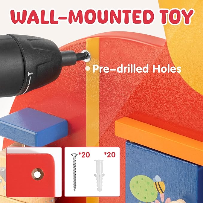 Train Activity Wall Busy Board Panels | 11-in-1 Wooden Sensory Wall Panel
