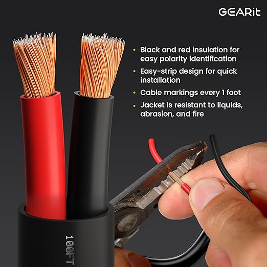 GEARit Outdoor Speaker Wire CL3 Rated, 10 Gauge Speaker Wire, Speaker Cable 100