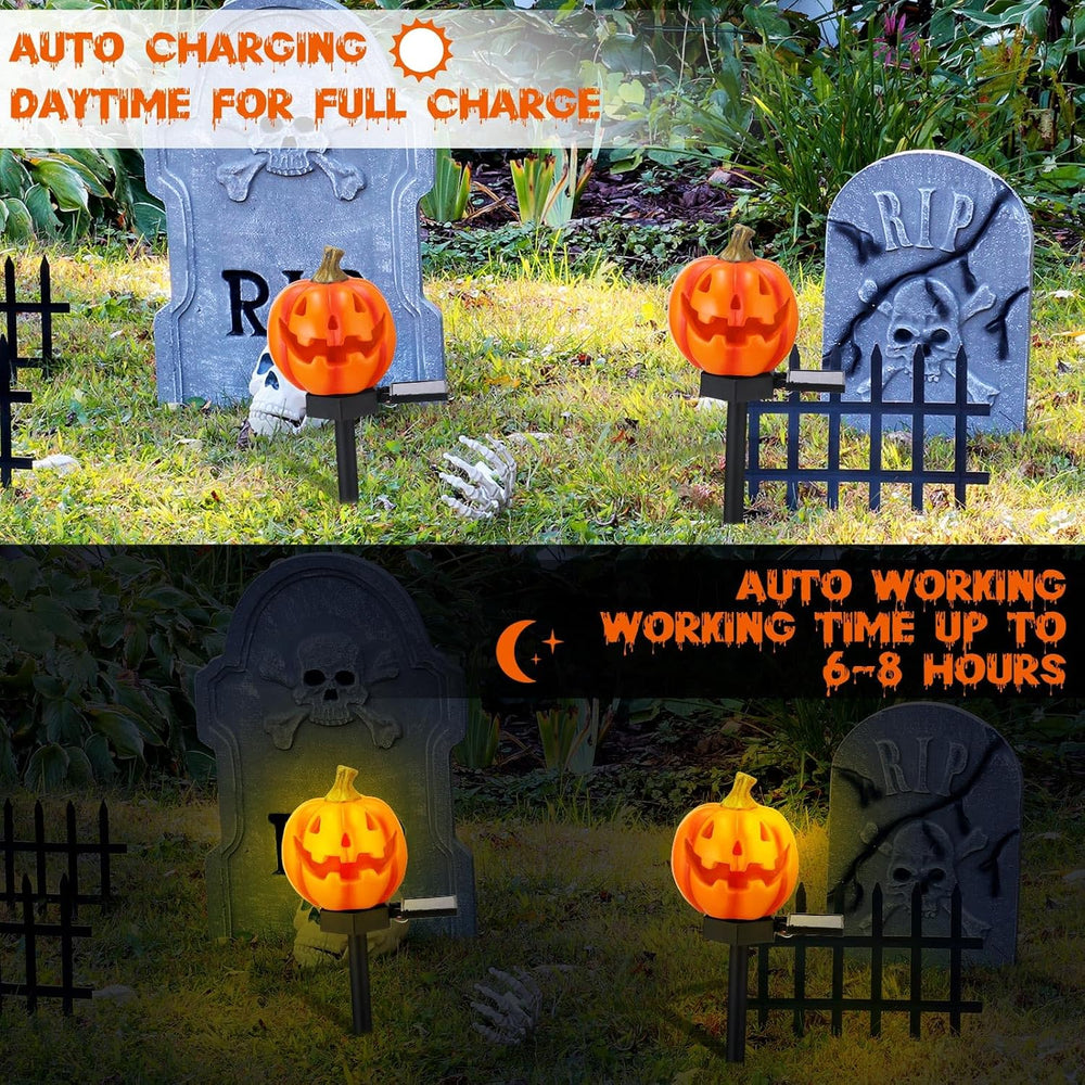 Retisee 4 Pack Halloween Solar Lights Pumpkin, Jack O Lantern Solar Lights