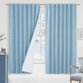 LAMIT 100% Blackout Linen Curtains 63 Inches Long, Linen Textured Living Room