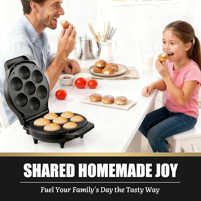 Mini Stuffed Pancakes Maker, Electric Ebleskiver Poffertjes Maker Pan, Danish