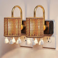L LOHAS LED Night Lights Plug into Wall, 2 Pack Boho Fabric Cylinder Night Light