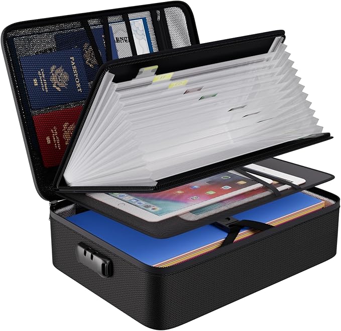 ENGPOW File Organizer Bag with 13 Pocket Accordion File Folder, Fireproof