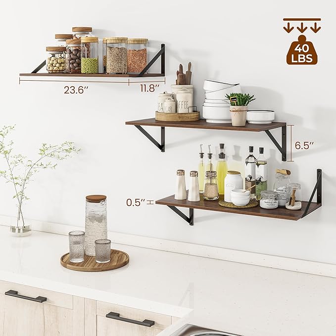 Heimlove 24" W x 12" D Wall Shelves (Set of 3)