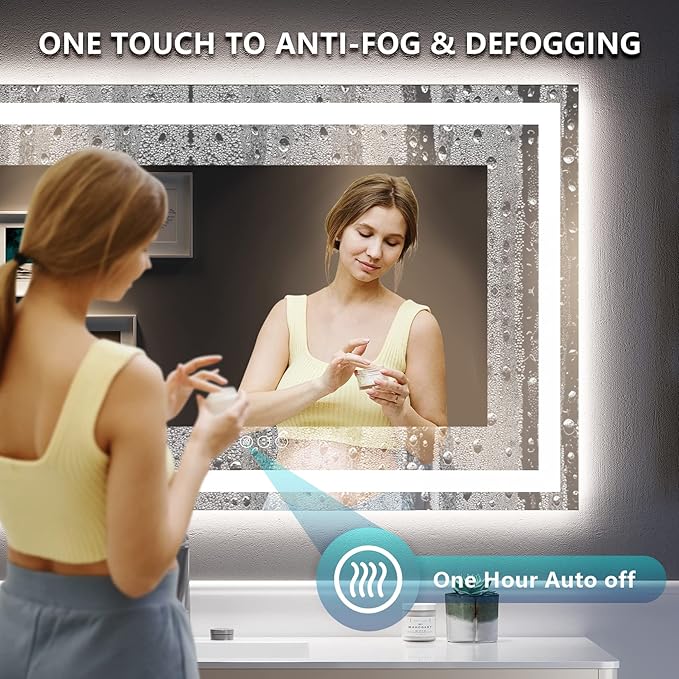 YEELAIT 60x40 Inch LED Bathroom Mirror