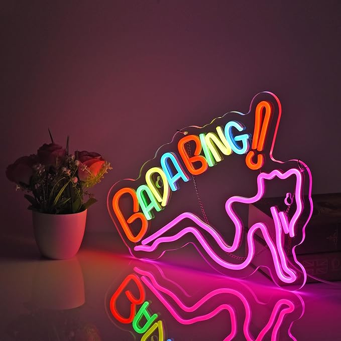 ZODZ Bada Bing Neon Sign for Wall Décor Sopranos Merch Girls Dimmable LED Neon