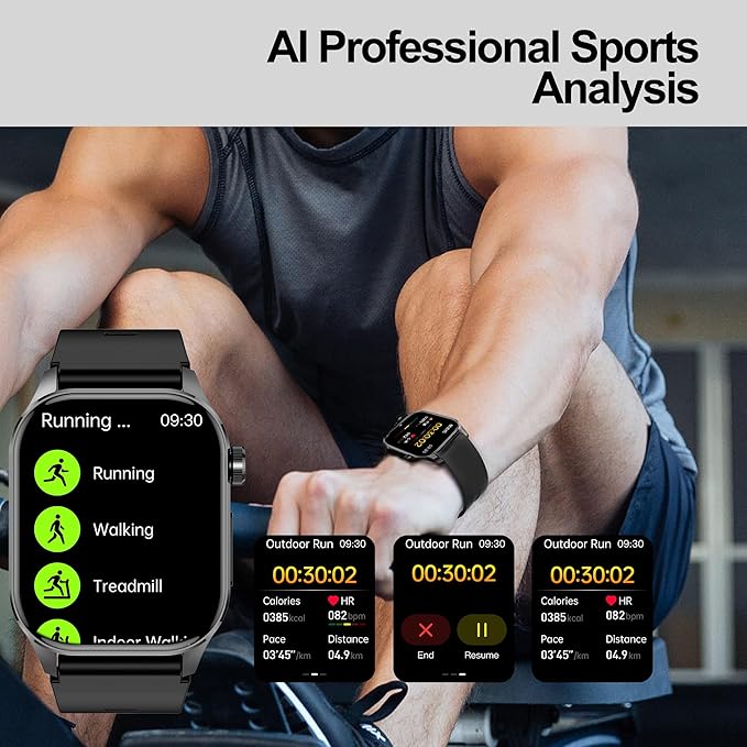 Smart Watch for Men Women, 2.04" AMOLED Color Screen, 24/7 Heart Rate, Blood