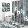 Britimes Bathroom Sets with Shower Curtain and Rugs Set of 10 Teal Wooden