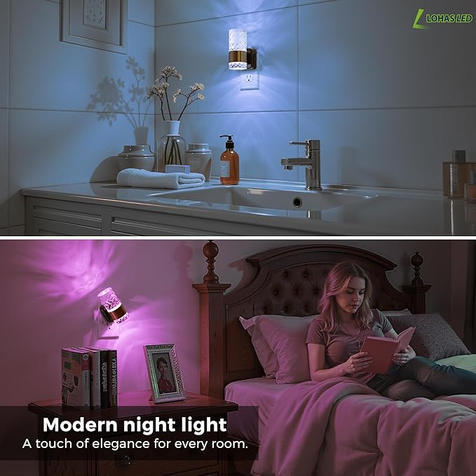 L LOHAS LED Night Light, Night Lights Plug into Wall, 2 Pack 10-Color RGB
