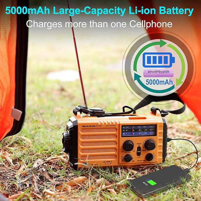 NOAA Weather Radio AM/FM/Shortwave, 5 Way Powered Emergency Radio