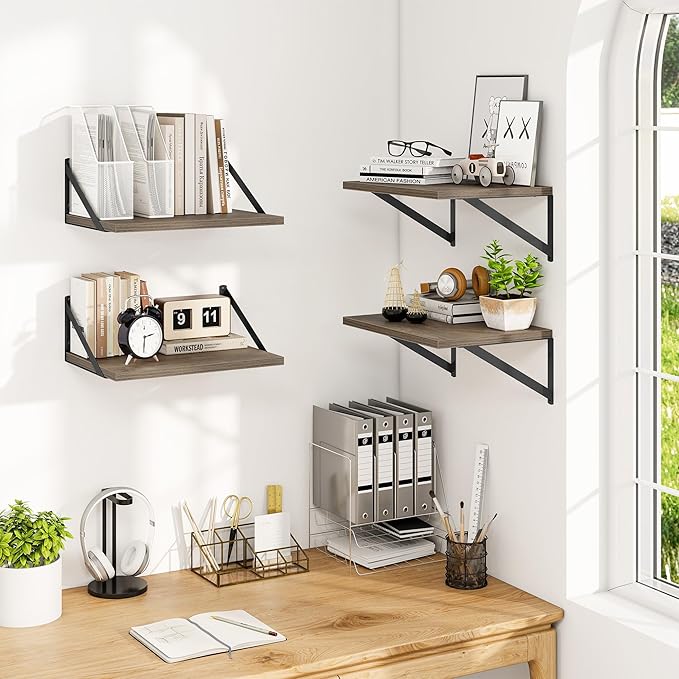 Heimlove 12 Inch Deep Floating Shelves (Set of 4)