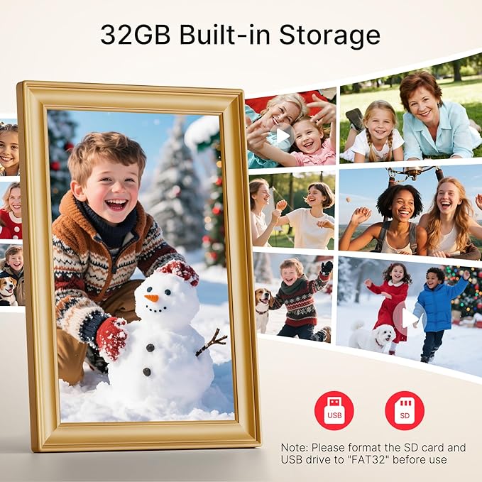 Frameo 10.1 Inch WiFi Digital Picture Frame, 1280x800 HD IPS Touch Screen Photo