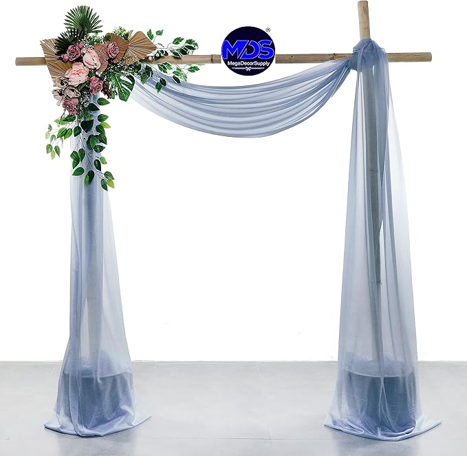 MDS Halloween Chiffon Draping Fabric - 2 Panel, 30" Wide x 30ft Long - Sheer Spooky Arbor & Canopy Drapery for Haunted House Backdrops, Party Ceilings, DIY Costumes & Themed Events - Dusty Blue (Pack of 2)