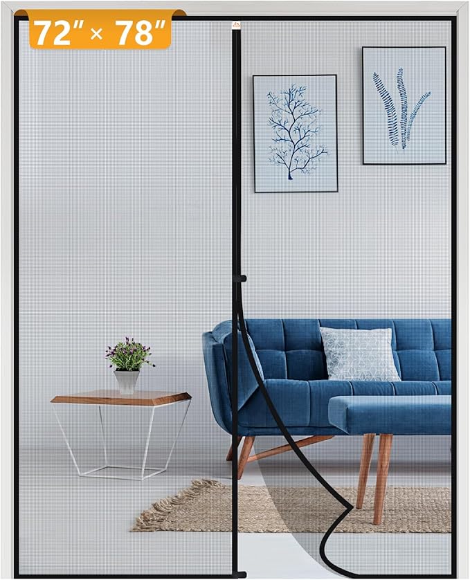 Yotache Magnetic Screen Door fits 72"x78" Doors, Screen Size 74"x79"