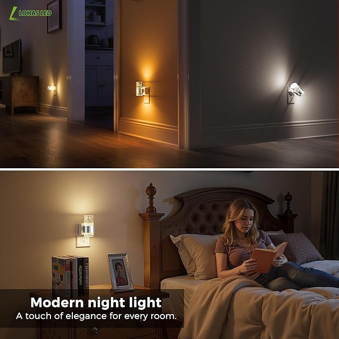 L LOHAS LED Night Lights Plug into Wall 2 Pack, Dimmable Night Light