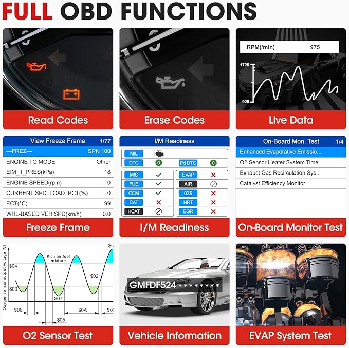 Autel AL539B OBD2 Scanner, 3-in-1 Code Reader Battery Tester Avometer
