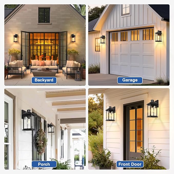 VIANIS Large Motion Sensor Outdoor Lights 2 Pack, Dusk to Dawn Outdoor Lighting