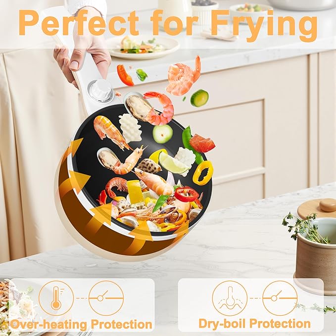 Dezin Hot Pot Electric Upgraded, Non-Stick Sauté Pan, Rapid Noodles Electric Pot
