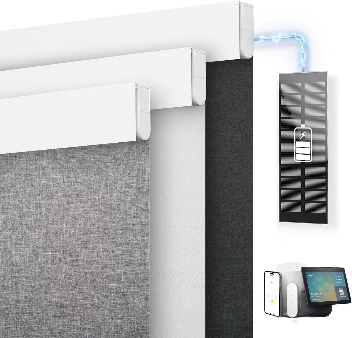 denfoon motorized blinds with remote control, custom blackout shown in use