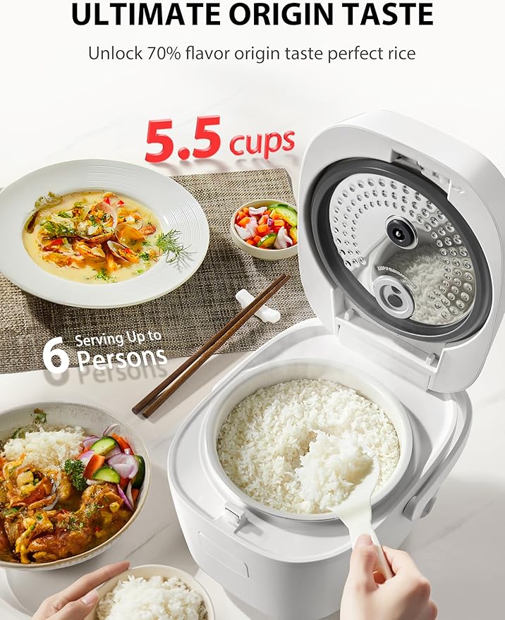 TOSHIBA OriginTaste Rice Cooker 5.5-Cup Uncooked, Fuzzy Logic, 15-in-1 Functions