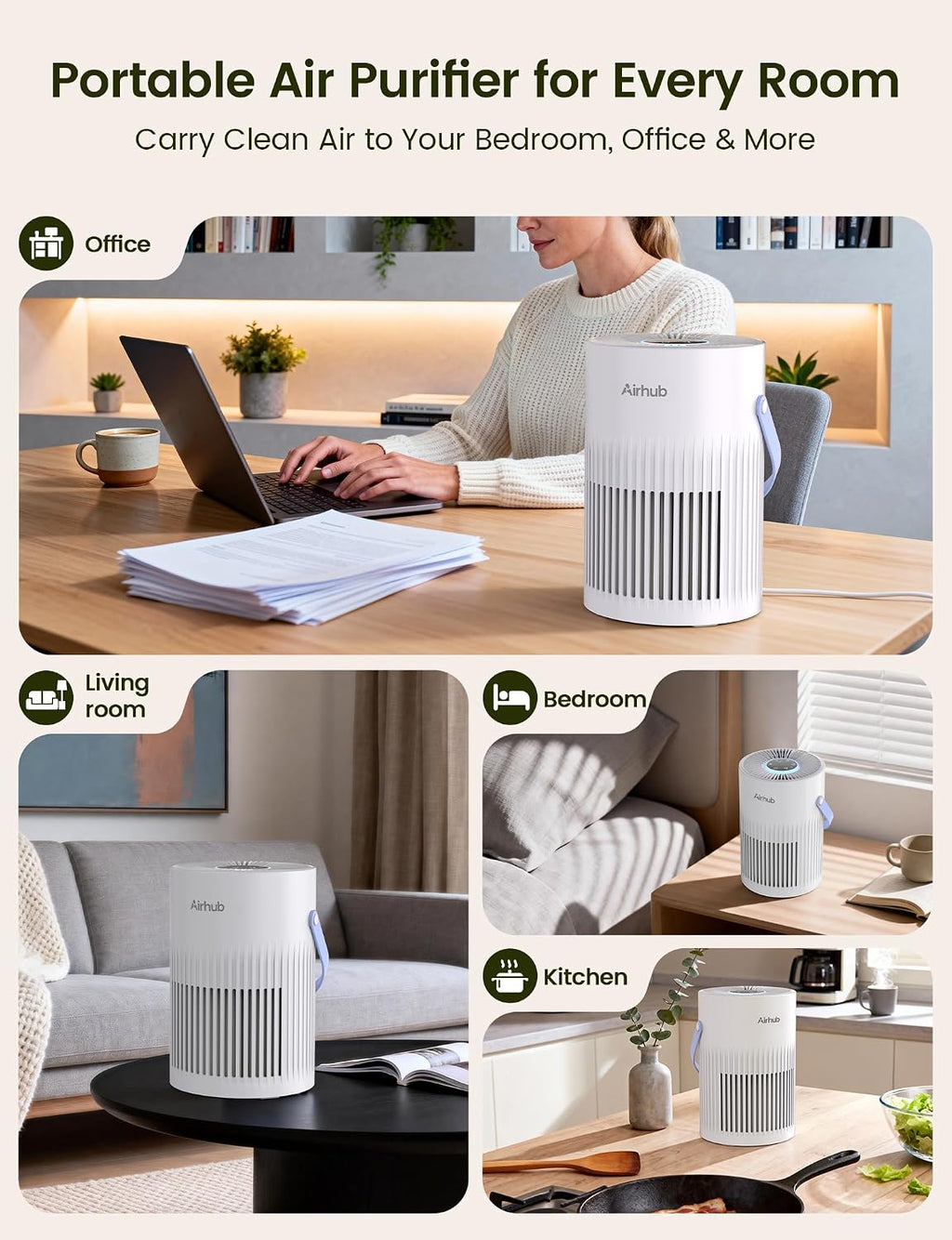 Air Purifier For Home Bedroom, 20dB Quiet Sleep Mode