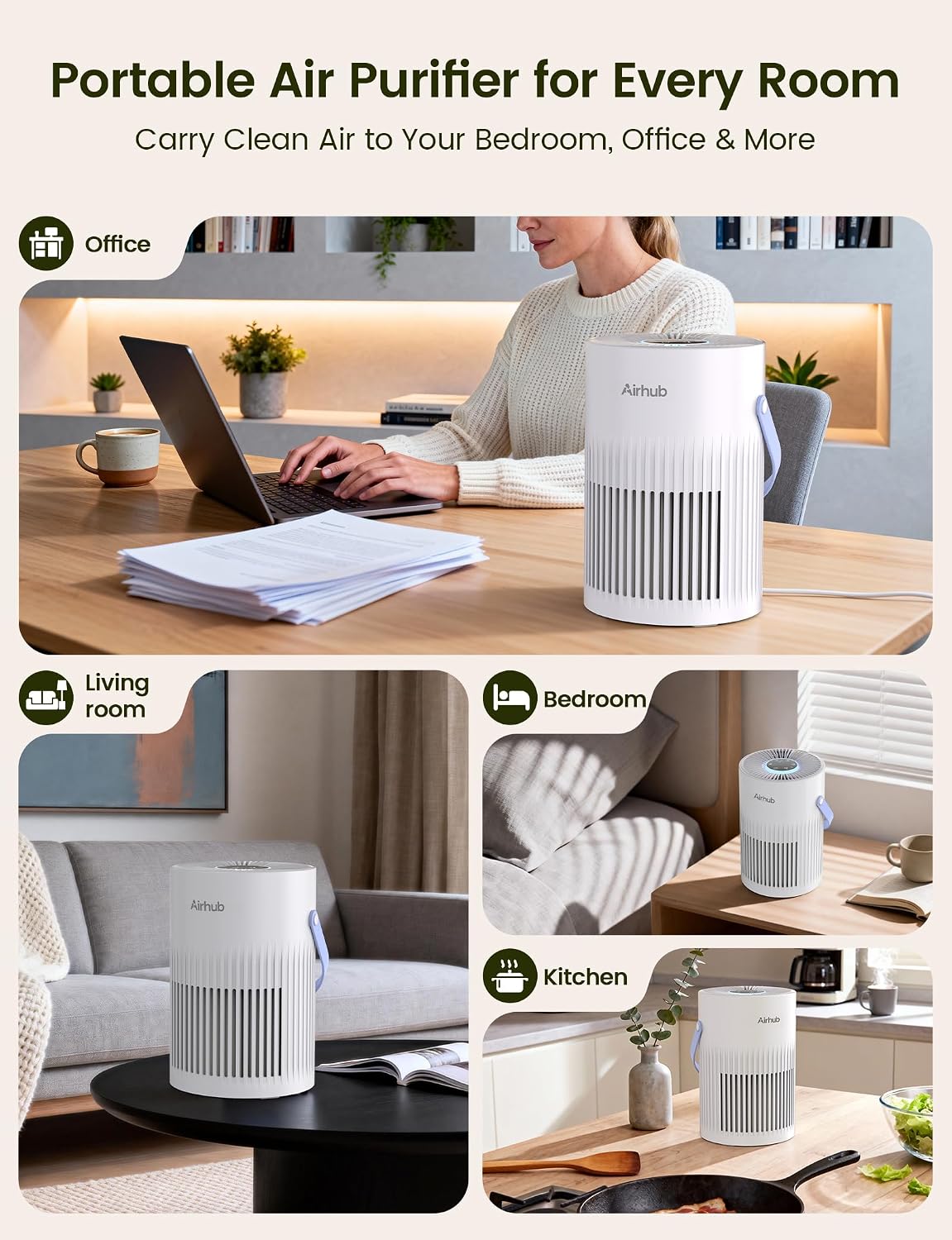Air Purifier For Home Bedroom, 20dB Quiet Sleep Mode