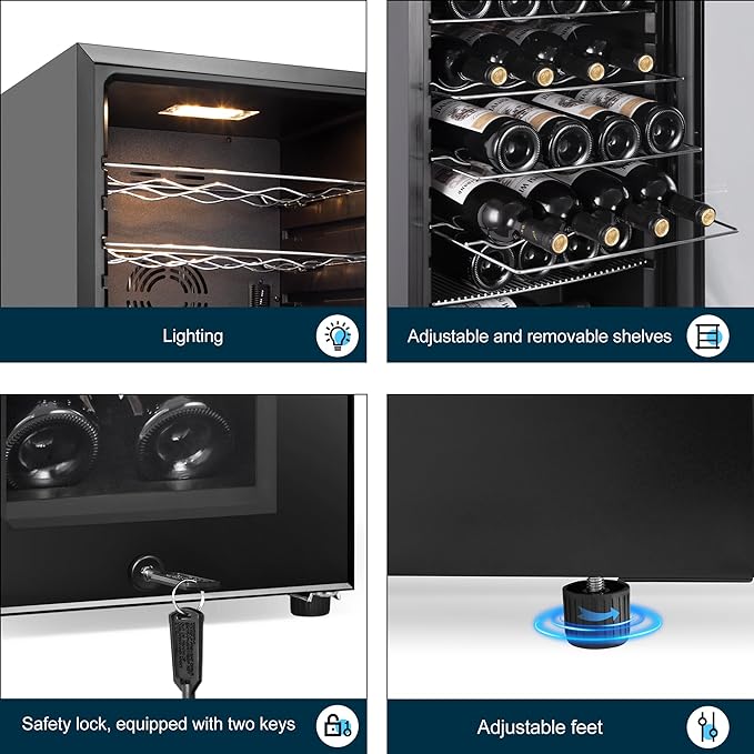 24 Bottles Wine Cooler Refrigerator, Small Wine Fridge Mini Wine Fridge