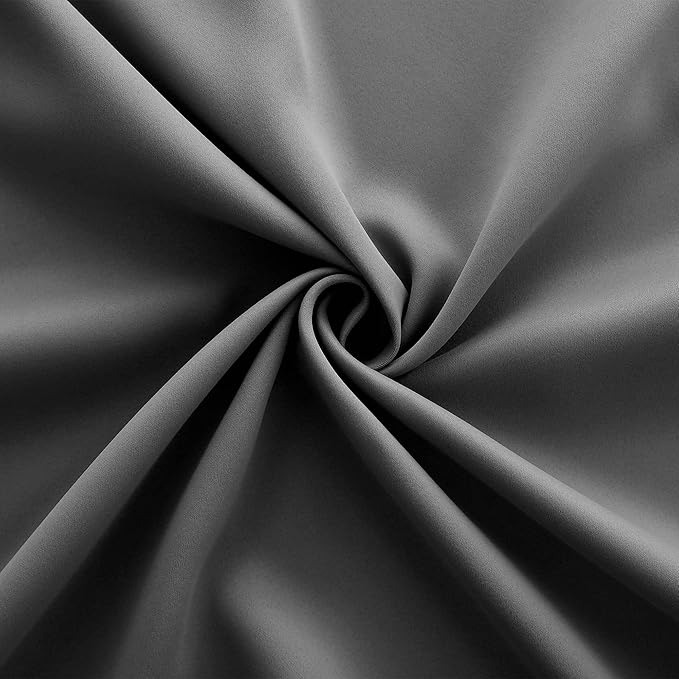 2 Panels 96 Inches Long Dark Gray/Grey Blackout Curtains