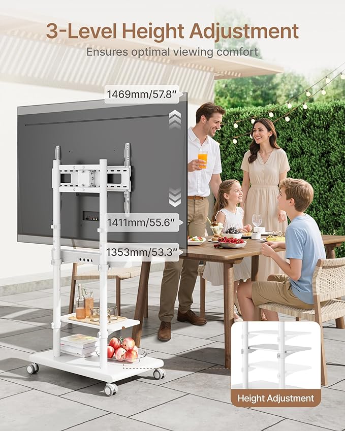 ECOTINY Steel Base Rolling TV Stand