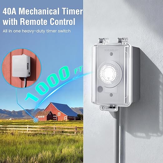 SURAIELEC 40A 240V 3HP Outdoor Timer Switch