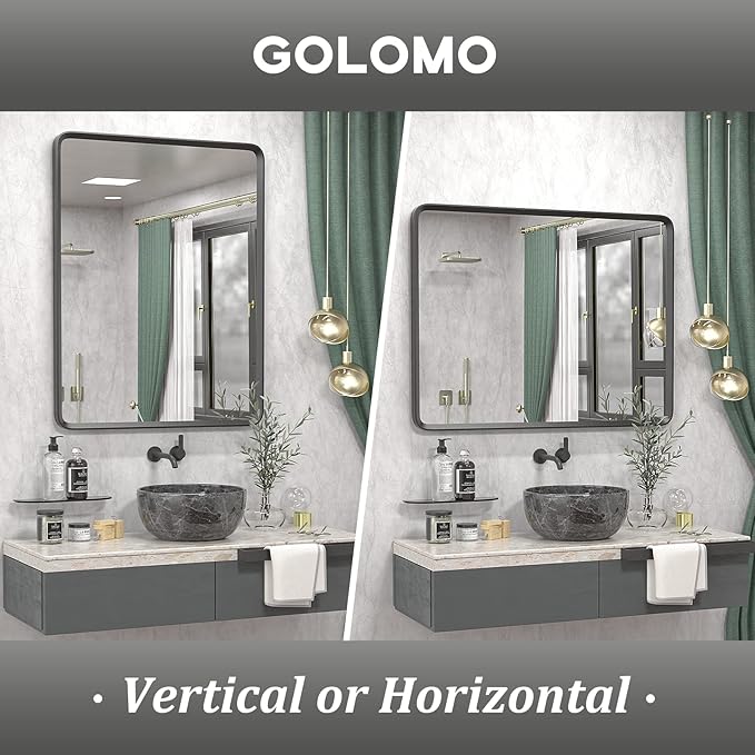 24x36 Black Matte Bathroom Mirror