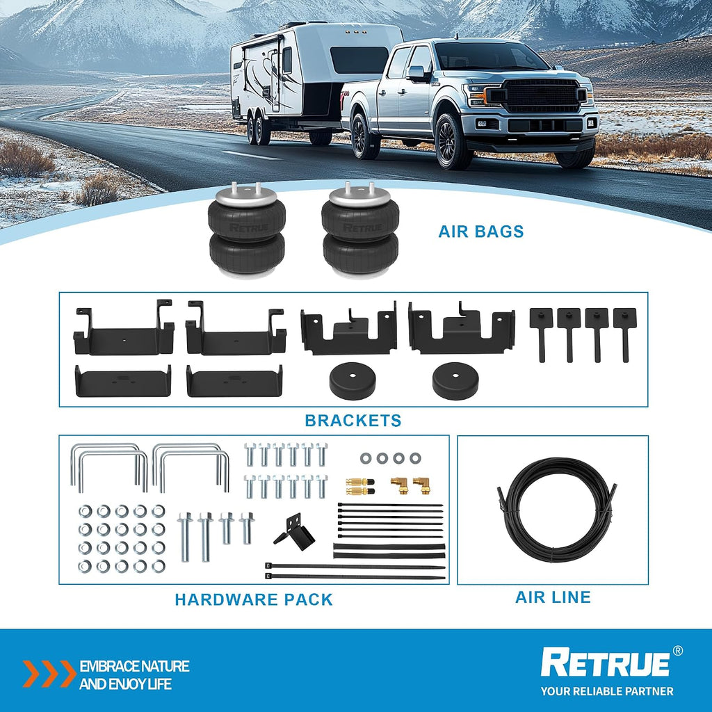retrue rear air bags suspension kit for 2009-2014, front angle view