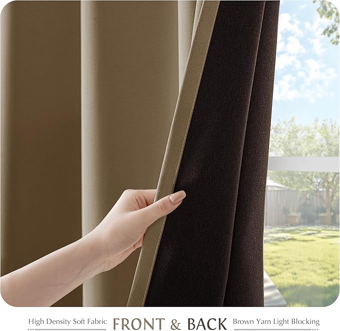 Beauoop 100% Blackout Curtains 96 Inch Long 2 Panels