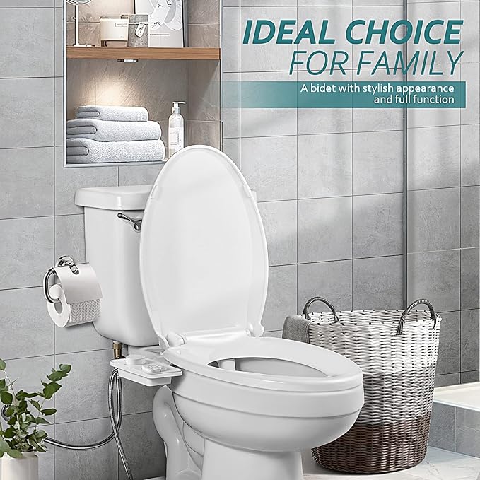 SAMODRA Bidet Attachment, Non-Electric Cold Water Bidet Toilet Seat Attachment