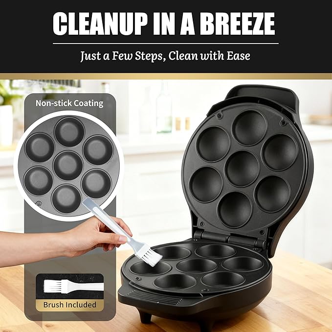 Mini Stuffed Pancakes Maker, Electric Ebleskiver Poffertjes Maker Pan, Danish