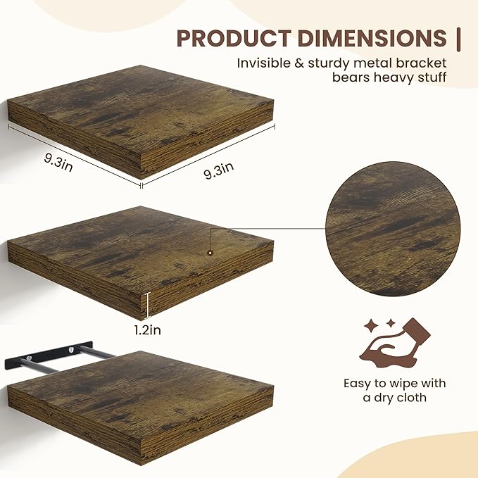Fun Memories Floating Shelves for Wall (Set of 3)
