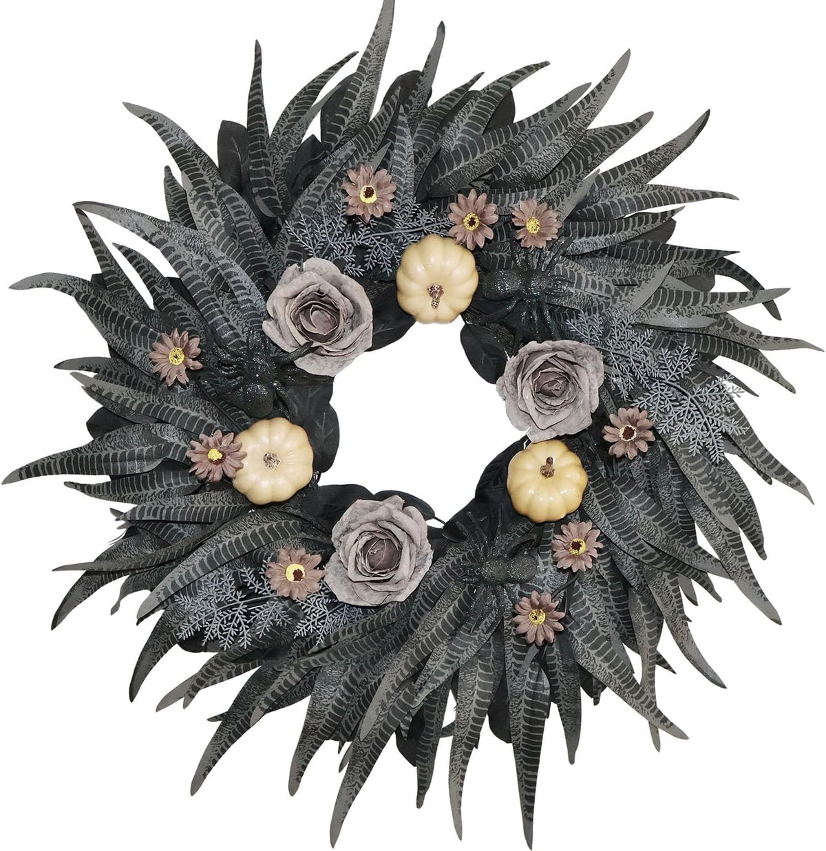 24 Inch Halloween Wreath with Snakeskin Leaves for Front Door