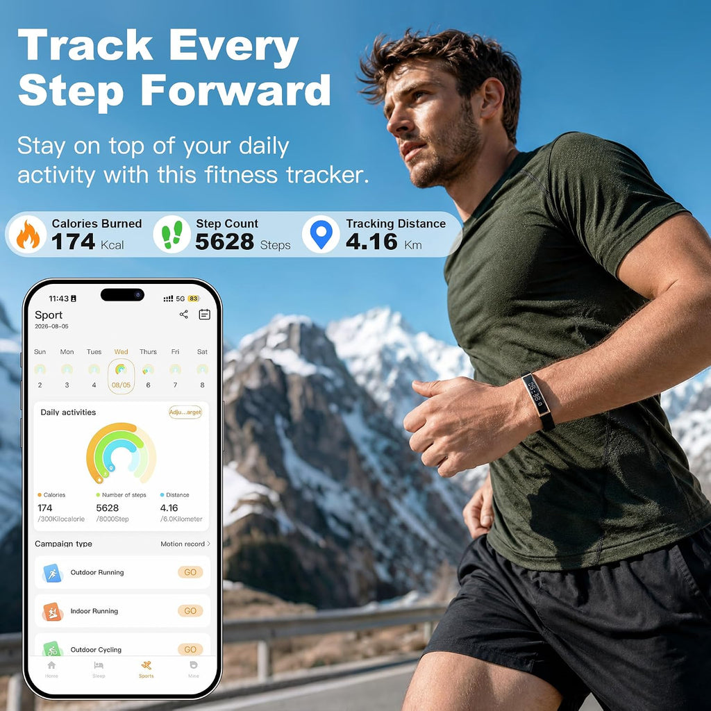 smart bracelet for women & men, health activity, side view