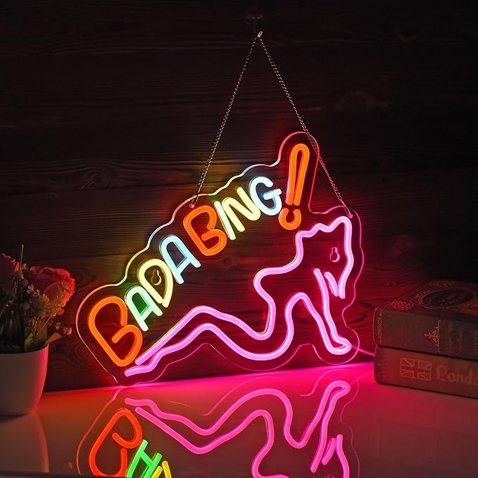 ZODZ Bada Bing Neon Sign for Wall Décor Sopranos Merch Girls Dimmable LED Neon